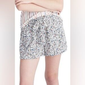 Madewell Drawstring Drapey Pull-On Shorts in Blossoming Vines Size S